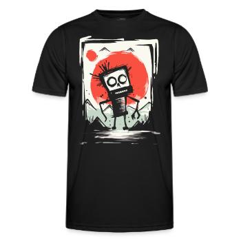 Le soleil rouge du JAPON : un robot poubelle - T-shirt sport Homme - noir - Devant - AI Model Male 178 dark (178cm)