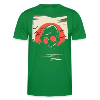Japanese Red Sun: Gas Mask - Men's Functional T-Shirt - kelly green - Front - AI Model Male 178 dark (178cm)