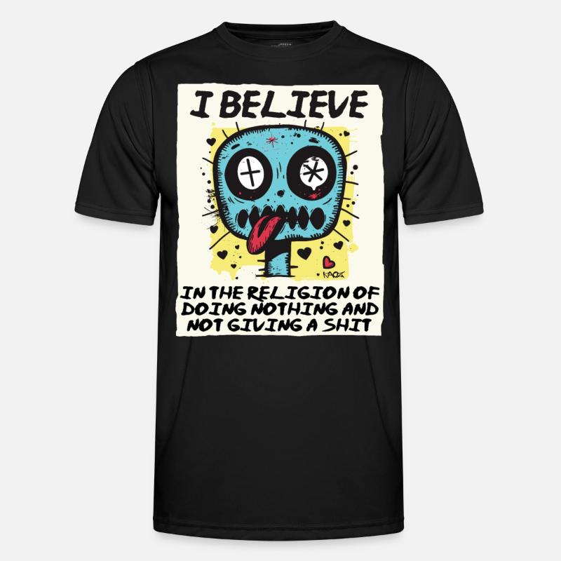 Religious believer doing nothing - Men's Functional T-Shirt - black