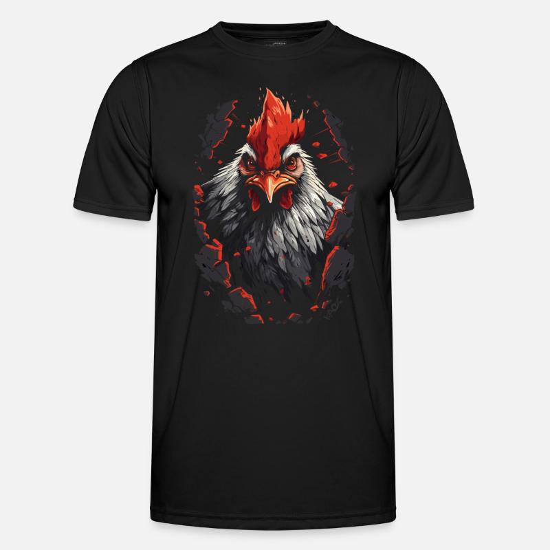 Durch Wände brechen: starker Hahn - Männer Funktions-T-Shirt - Schwarz