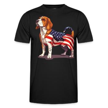 Beagle Dog 4th of July American Flag Beagle Gifts - Männer Funktions-T-Shirt - Schwarz - Vorne - AI Model Male 178 dark (178cm)