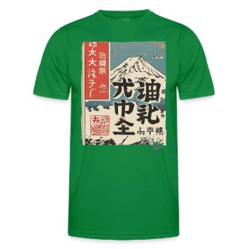 Japanese postcard from Mount Fuji - Men's Functional T-Shirt - kelly green - Front - AI Model Male 178 dark (178cm)