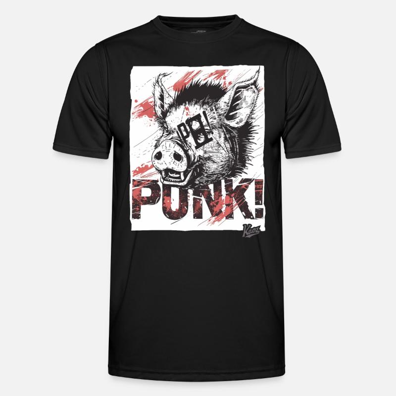 Angry Punk Pig - Men's Functional T-Shirt - black