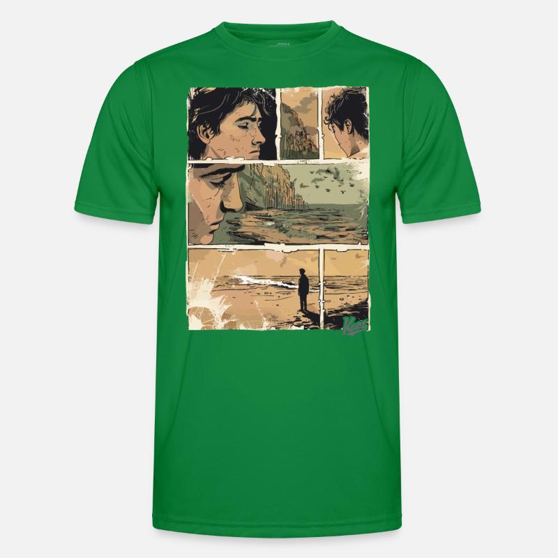 Bande dessinée de la solitude sur la plage T-shirt sport Homme