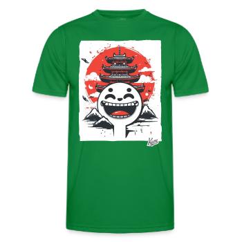 Montagnes japonaises : pagode shintoïste qui rit - T-shirt sport Homme - vert - Devant - AI Model Male 178 dark (178cm)