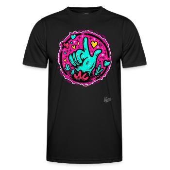 Style de tatouage rétro à l’ancienne : main et cœur - T-shirt sport Homme - noir - Devant - AI Model Male 178 dark (178cm)