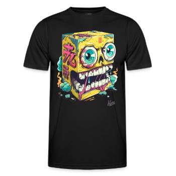 Crâne d’éponge jaune en colère japonais - T-shirt sport Homme - noir - Devant - AI Model Male 178 dark (178cm)