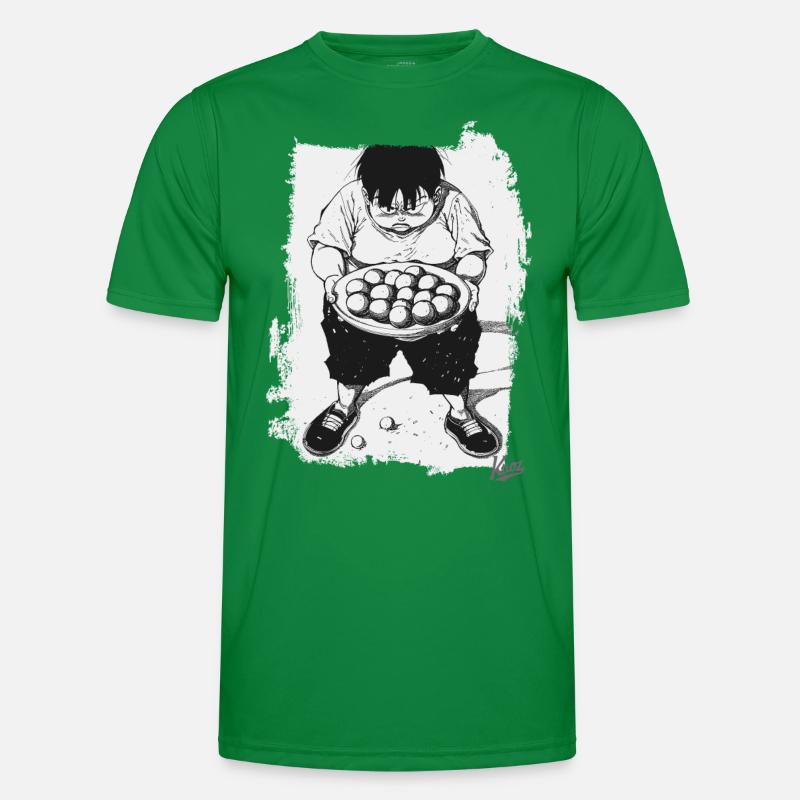 Japanischer Junge mit einer Schale Reisbällchen Männer Funktions-T-Shirt