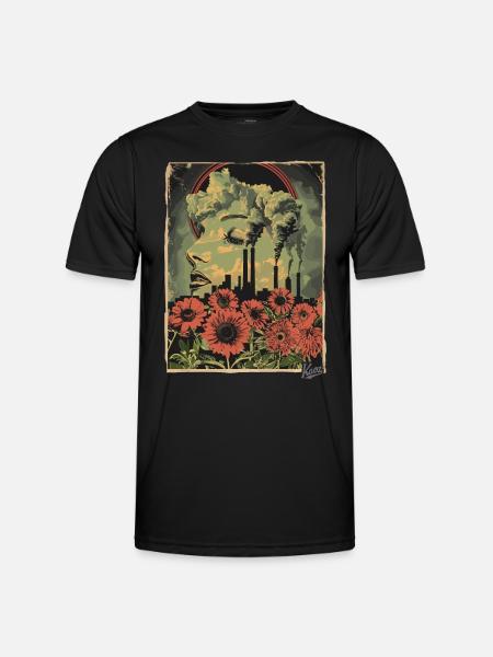 Propaganda Style Industrial Flowers - Men's Functional T-Shirt - black