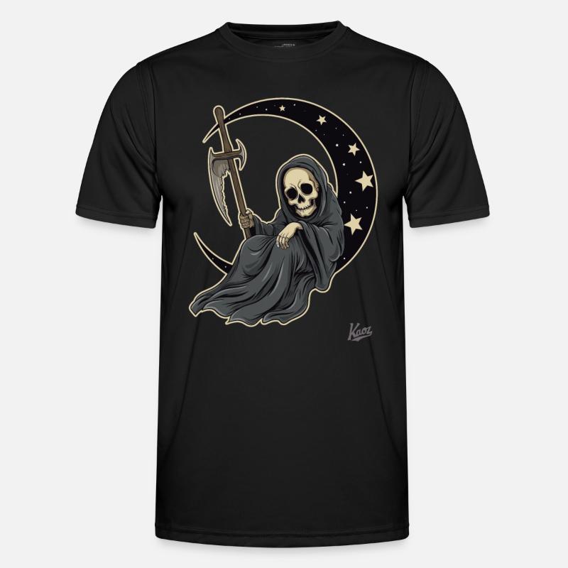Little cute Grim Reaper sleeping on the moon - Men's Functional T-Shirt - black