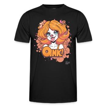 Das süße Schweine-Mädchen sagt Oink! - Männer Funktions-T-Shirt - Schwarz - Vorne - AI Model Male 178 dark (178cm)