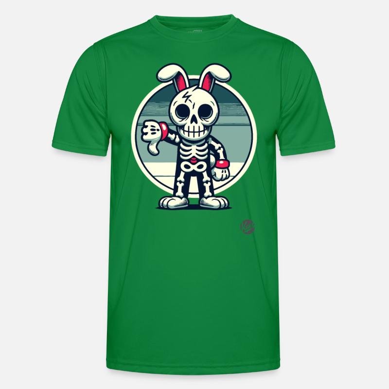 Lapin squelette effrayant avec les pouces vers le bas T-shirt sport Homme