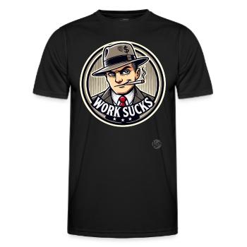 Hustler - Work is annoying - Men's Functional T-Shirt - black - Front - AI Model Male 178 dark (178cm)