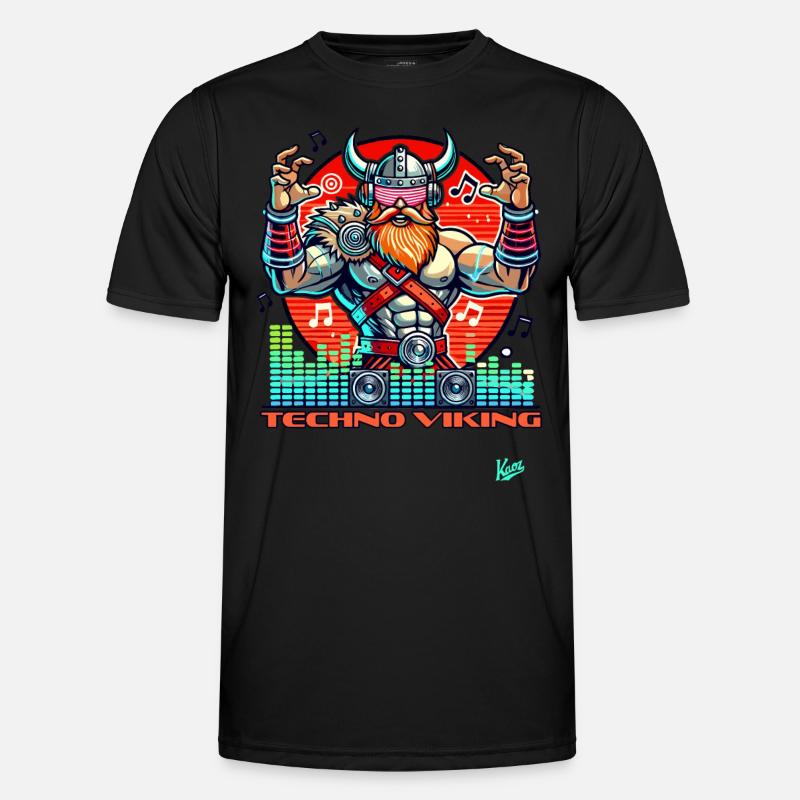 Techno-Musik Wikinger - Männer Funktions-T-Shirt - Schwarz