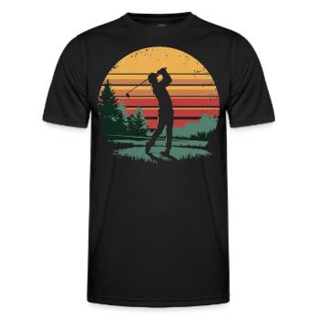 Retro Golfer Golf Swing Gifts for Golfer Players - Männer Funktions-T-Shirt - Schwarz - Vorne - AI Model Male 178 dark (178cm)