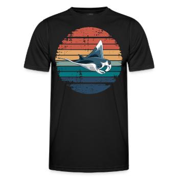 Manta Ray Retro Vintage Ocean Animal Sea Lover - Männer Funktions-T-Shirt - Schwarz - Vorne - AI Model Male 178 dark (178cm)