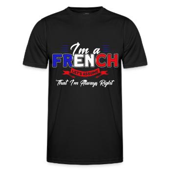 French Flag French Roots Gift - Men's Functional T-Shirt - black - Front - AI Model Male 178 dark (178cm)