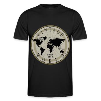 Vintage Shirt, Kissen, Frauen, Weltkugel, Tasse - Männer Funktions-T-Shirt - Schwarz - Vorne - AI Model Male 178 dark (178cm)
