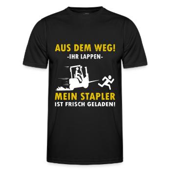 Aus dem Weg Gabelstaplerfahrer Fachlagerist - Männer Funktions-T-Shirt - Schwarz - Vorne - AI Model Male 178 dark (178cm)