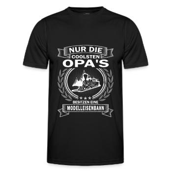 Modelleisenbahn Lokomotive Opa`s - Männer Funktions-T-Shirt - Schwarz - Vorne - AI Model Male 178 dark (178cm)