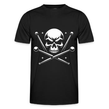 Skull und gekreuzte Drumsticks - Männer Funktions-T-Shirt - Schwarz - Vorne - AI Model Male 178 dark (178cm)