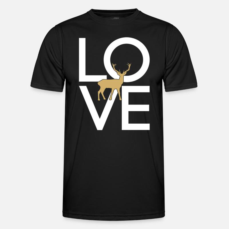 Hirsch - Männer Funktions-T-Shirt - Schwarz