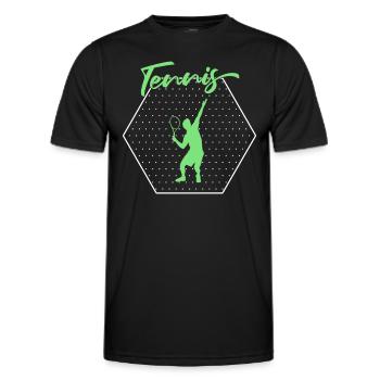 Tennis - Männer Funktions-T-Shirt - Schwarz - Vorne - AI Model Male 178 dark (178cm)