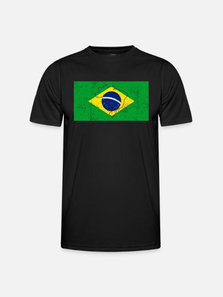 Drapeau du Brésil - T-shirt sport Homme - noir