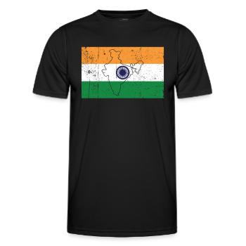 Indien Flagge - Männer Funktions-T-Shirt - Schwarz - Vorne - AI Model Male 178 dark (178cm)