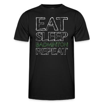 Manger du badminton du sommeil - T-shirt sport Homme - noir - Devant - AI Model Male 178 dark (178cm)