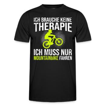 Mountainbike Therapie Spruch - Männer Funktions-T-Shirt - Schwarz - Vorne - AI Model Male 178 dark (178cm)