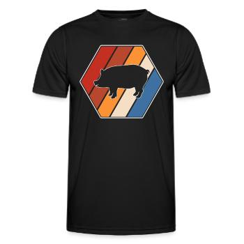 Cochon Rétro - T-shirt sport Homme - noir - Devant - AI Model Male 178 dark (178cm)