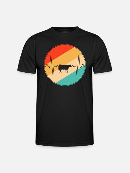Cow Beef Retro Heartbeat - Men's Functional T-Shirt - black