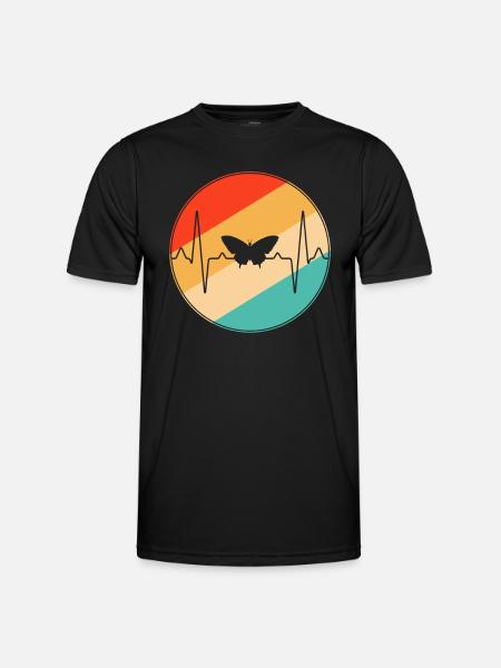 Butterfly Retro Heartbeat - Men's Functional T-Shirt - black
