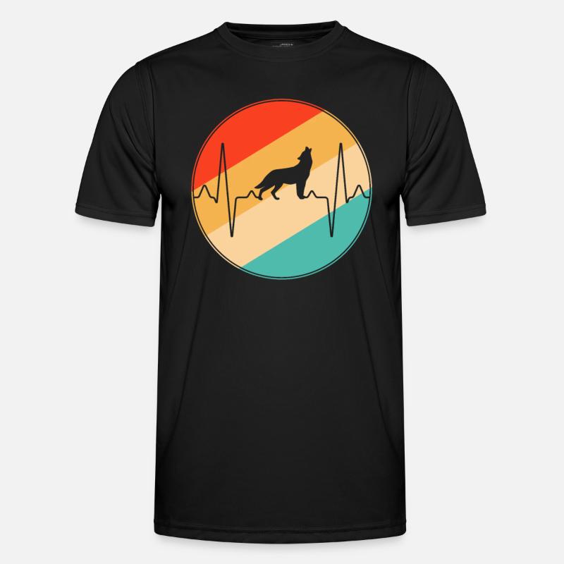 Wolf Retro Herzschlag Männer Funktions-T-Shirt