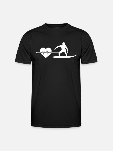 Surfen Herzschlag - Männer Funktions-T-Shirt - Schwarz