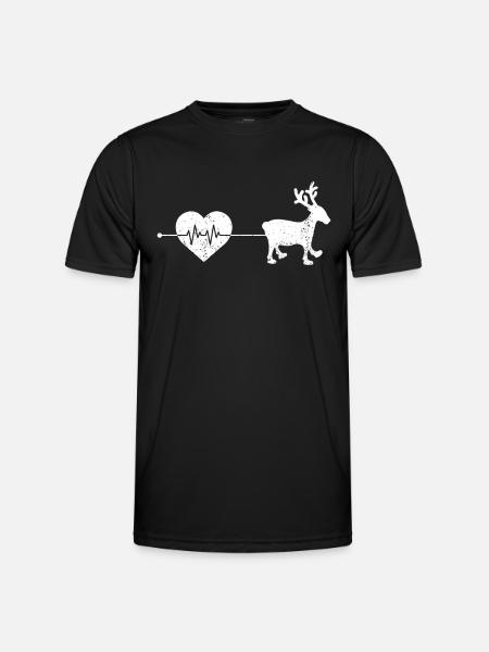 Elch Herzschlag - Männer Funktions-T-Shirt - Schwarz