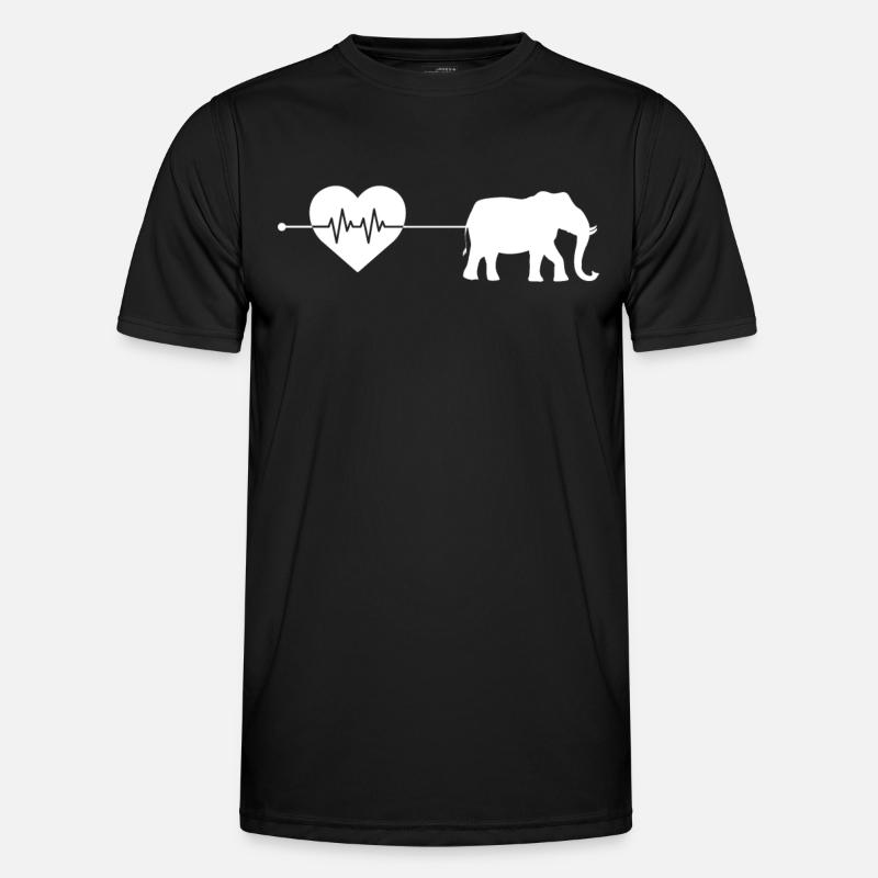 Elefant Herzschlag - Männer Funktions-T-Shirt - Schwarz