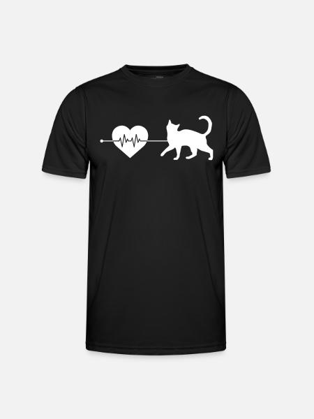 Cat heartbeat - Men's Functional T-Shirt - black