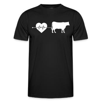 Kuh Rind Herzschlag - Männer Funktions-T-Shirt - Schwarz - Vorne - AI Model Male 178 dark (178cm)