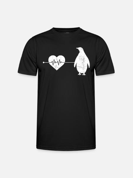 Pinguin Herzschlag - Männer Funktions-T-Shirt - Schwarz