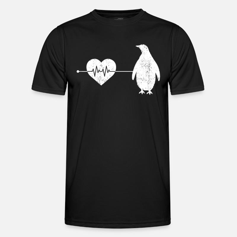 Penguin heartbeat - Men's Functional T-Shirt - black