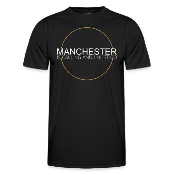 Manchester Quote - Men's Functional T-Shirt - black - Front - AI Model Male 178 dark (178cm)