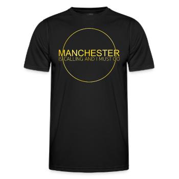 Manchester Spruch - Männer Funktions-T-Shirt - Schwarz - Vorne - AI Model Male 178 dark (178cm)