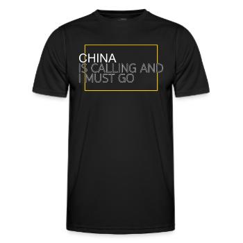 China Quote - Men's Functional T-Shirt - black - Front - AI Model Male 178 dark (178cm)