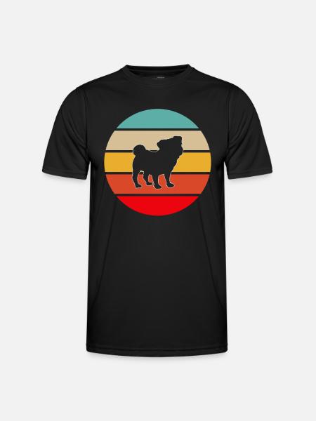 Mops Retro - Männer Funktions-T-Shirt - Schwarz