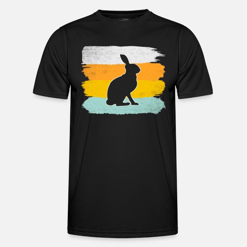 Hase Retro - Männer Funktions-T-Shirt - Schwarz