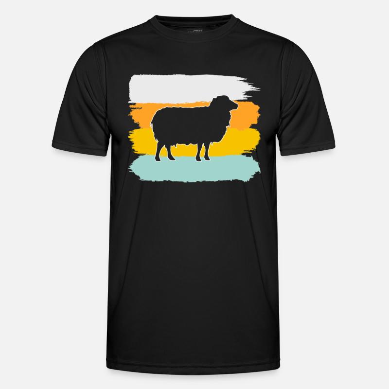 Schaf Retro - Männer Funktions-T-Shirt - Schwarz