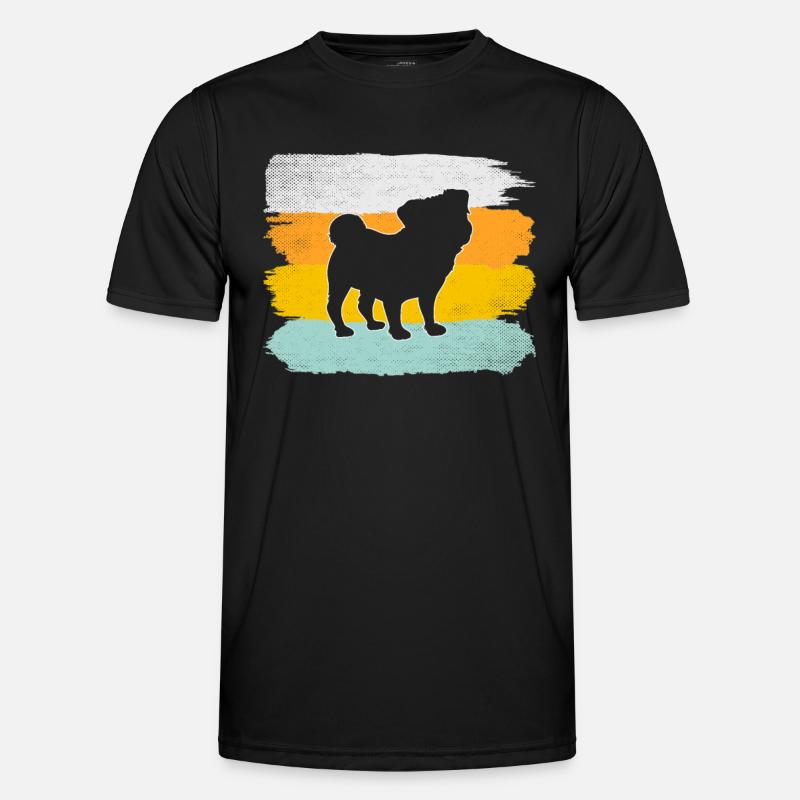 Mops Retro - Männer Funktions-T-Shirt - Schwarz