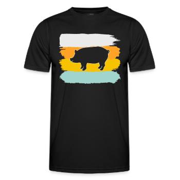 Pork Retro - Men's Functional T-Shirt - black - Front - AI Model Male 178 dark (178cm)